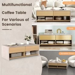 Tangkula Home Coffee Table W/ 2 Drawers & 2 Storage Shelf Rectangle Table Cocktail Table -Tangkula GUEST 39c2650c 51c8 4c0a b99b ed81a6da6a0a