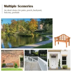 Tangkula Outdoor Wooden Folding Bench Two Person Loveseat Chair Garden Bench -Tangkula GUEST 39d2d3dd 57d1 452f a607 a27ec331c233