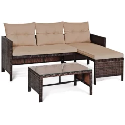 Tangkula 3PC Outdoor Furniture Set Rattan Wicker Sofa Table Deck Garden Patio -Tangkula GUEST 3aee3d82 5aa1 4e2b 8e24 9cebd919682c