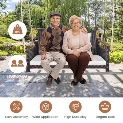 Tangkula 2-seater Hanging Swing Porch Swing PE Wicker Swing Outdoor Hanging Swing Garden Poolside 8 Tangkula 2-seater Hanging Swing Porch Swing PE Wicker Swing Outdoor Hanging Swing Garden Poolside - Image 6