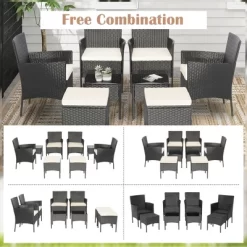 Tangkula 8PCS Outdoor Conversation Furniture Set Patio PE Rattan Sofa Set W/ Tables & Ottoman -Tangkula GUEST 3b37b6a3 00e4 4038 a9f6 ea6e86634f82