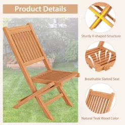 Tangkula Set Of 3 Outdoor Indonesia Teak Wood Bistro Dining Set Folding Chair & Table Slatted Patio 11 Tangkula Set Of 3 Outdoor Indonesia Teak Wood Bistro Dining Set Folding Chair & Table Slatted Patio -Tangkula GUEST 3bd64faa ede0 4767 aab3 e7b5f07ce419