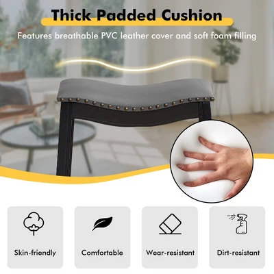 Tangkula Set Of 4 Saddle Bar Stools Bar Height Kitchen Chairs W/ Rubber Wood Legs 7 Tangkula Set Of 4 Saddle Bar Stools Bar Height Kitchen Chairs W/ Rubber Wood Legs - Image 5