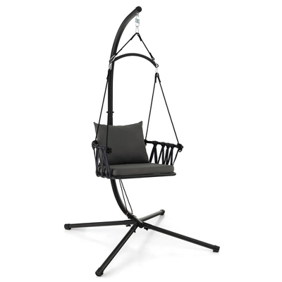 Tangkula Swing Chair W/ Stand Patio Hanging Swing Chair W/ Comfortable Seat & Back Cushions 11 Tangkula Swing Chair W/ Stand Patio Hanging Swing Chair W/ Comfortable Seat & Back Cushions - Image 9