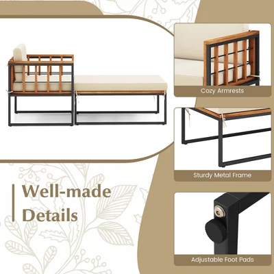 Tangkula 2pcs Outdoor Chaise Lounge Chair Acacia Wood Heavy Duty 1200 Lbs Weight Capacity 6 Tangkula 2pcs Outdoor Chaise Lounge Chair Acacia Wood Heavy Duty 1200 Lbs Weight Capacity - Image 4