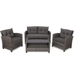 Tangkula 4-Piece Outdoor Patio Furniture Set Rattan Wicker Conversation Sofa Set With Coffee Table -Tangkula GUEST 3c2601e2 474f 4efe bd00 1479cf51d50c
