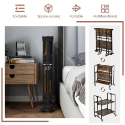 Tangkula 2-Tier Folding Bar Cart Kitchen Serving Island Utility Cart Storage Shelves -Tangkula GUEST 3c3ec253 32b2 4588 b779 247f800dd9b2