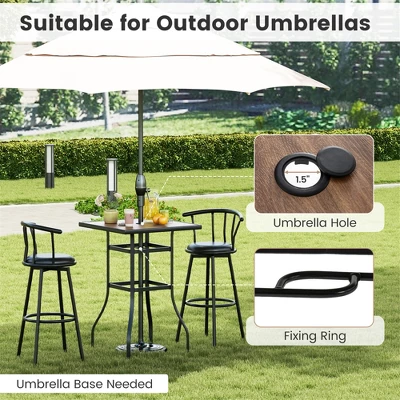 Tangkula 27.5 Inches Patio Bar Table 1.5" Umbrella Hole Metal Frame For Garden Outdoor 7 Tangkula 27.5 Inches Patio Bar Table 1.5" Umbrella Hole Metal Frame For Garden Outdoor - Image 5