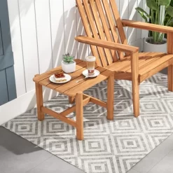 Tangkula Patio Teak Wood Side Table With Slatted Tabletop Small Coffee Table For Porch