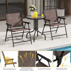 Tangkula 3 Pieces Bistro Set Outdoor Furniture Set With Tempered Glass Table Umbrella Hole -Tangkula GUEST 3d3fc3f2 7407 4414 ac11 495f8f5302a7
