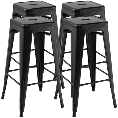 Tangkula 30" Set Of 4 Stackable Backless Metal Bar Stools W/ Footrest For Kitchen 11 Tangkula 30" Set Of 4 Stackable Backless Metal Bar Stools W/ Footrest For Kitchen - Image 9