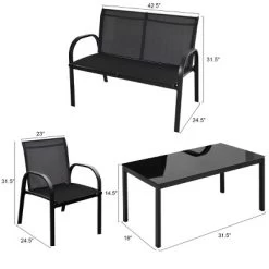 Tangkula 4PCS Black Furniture Set Chairs Coffee Table Patio Garden Brand New -Tangkula GUEST 3dcd59e6 5a50 48b3 ac2d 665bee3ad2a2