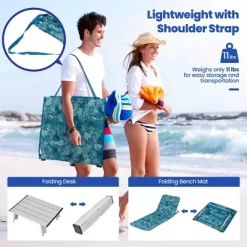 Tangkula 3PCS Folding Beach Mat Set Adjustable Beach Lounge Chair & Side Table Set -Tangkula GUEST 3dedfc1c 7435 4f99 a690 1e90b5039df6