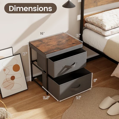 Tangkula 2PCS 2 Drawer Dresser Fabric Storage Organizer Nightstand Bedside Sofa Table 10 Tangkula 2PCS 2 Drawer Dresser Fabric Storage Organizer Nightstand Bedside Sofa Table - Image 8