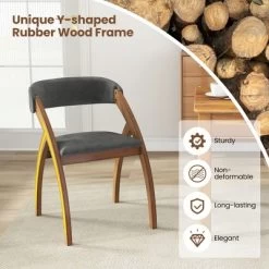 Tangkula Dining Chair Set Of 2 W/ Padded Cushion Curved Back Arched Rubber Wood Legs -Tangkula GUEST 3ec66b58 1aa1 4bef b686 828c0a8924f0