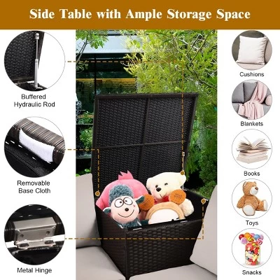 Tangkula 5-Piece Patio Furniture Set With 30 Inches Gas Fire Pit Table Outdoor PE Wicker Sectional Sofa Set With Cushions Red/Beige/Navy/Turquoise 9 Tangkula 5-Piece Patio Furniture Set With 30 Inches Gas Fire Pit Table Outdoor PE Wicker Sectional Sofa Set With Cushions Red/Beige/Navy/Turquoise - Image 7