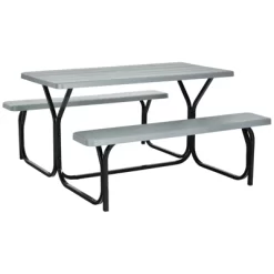Tangkula Outdoor Picnic Table Bench Set Patio Camping Table W/Steel Frame & Wood Texture Tabletop For Garden -Tangkula GUEST 3f0e1284 cdd5 472a 8cdb e5083624fef1