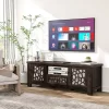 Tangkula 55" Retro TV Stand Media Entertainment Center W/ Mirror Doors & Drawer Brown