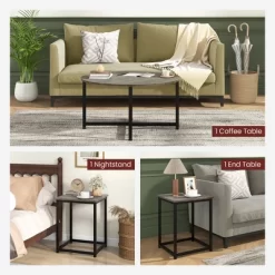 Tangkula Round Nesting Table Set Of 3 Coffee Table W/ 2 End Tables Sturdy Metal Frame -Tangkula GUEST 3f855814 33d1 4a16 bab4 7c6b0c069ae4