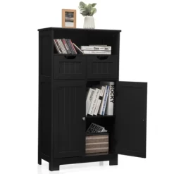 Tangkula Wooden Floor Storage Cabinet For Livingroom Bathroom Office W/Open Shelf, 2 Doors And 2 Drawers 24 Tangkula Wooden Floor Storage Cabinet For Livingroom Bathroom Office W/Open Shelf, 2 Doors And 2 Drawers -Tangkula GUEST 3f8d8268 cb53 451a aff7 884ff7242341