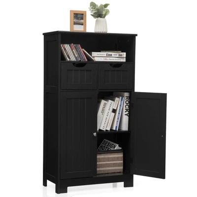 Tangkula Wooden Floor Storage Cabinet For Livingroom Bathroom Office W/Open Shelf, 2 Doors And 2 Drawers 13 Tangkula Wooden Floor Storage Cabinet For Livingroom Bathroom Office W/Open Shelf, 2 Doors And 2 Drawers - Image 11