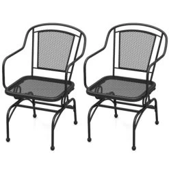 Tangkula Patio Rocking Chairs Set Of 2 W/ Metal Mesh Backrest & Seat Armrests Gentle -Tangkula GUEST 3fbd6142 23d2 44ff 88db 39a8a094e715