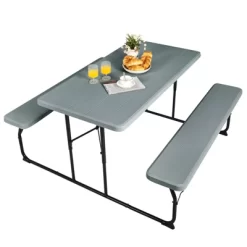 Tangkula Indoor & Outdoor Folding Picnic Table With Bench Seat Heavy Duty Portable Camping Table Set For Camping Dining BBQ Grey/Black/White 20 Tangkula Indoor & Outdoor Folding Picnic Table With Bench Seat Heavy Duty Portable Camping Table Set For Camping Dining BBQ Grey/Black/White -Tangkula GUEST 3fd2bd78 04ed 4b80 b5a9 7b3c7a79ec8e