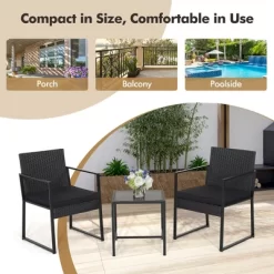 Tangkula 3PCS Patio Rattan PE Wicker Bistro Set Outdoor Furniture Set W/ Table & Cushion 15 Tangkula 3PCS Patio Rattan PE Wicker Bistro Set Outdoor Furniture Set W/ Table & Cushion -Tangkula GUEST 40af11cb b5d3 47a1 95cf c3bfac851326
