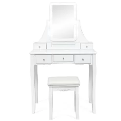 Tangkula LED Vanity Table Makeup Dresser Desk W/Drawers &Cushioned Stool Black/Brown/White 21 Tangkula LED Vanity Table Makeup Dresser Desk W/Drawers &Cushioned Stool Black/Brown/White -Tangkula GUEST 41016d66 57ab 40f6 95f4 397578237f90