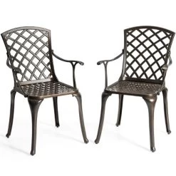 Tangkula 2 PCS Cast Aluminum Dining Chair Arm Seat Outdoor Patio Bistro Chair Solid -Tangkula GUEST 413d002f cf39 4a1f ae6a 4f4f360f31a4