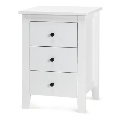 Tangkula 2PCS End Table Nightstand Living Room Furniture W/ 3 Drawers White 5 Tangkula 2PCS End Table Nightstand Living Room Furniture W/ 3 Drawers White - Image 3