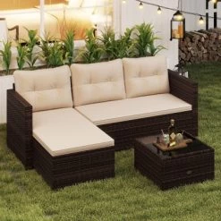 Tangkula 4 Seats Outdoor Patio Furniture Set L-Shaped Couch Set For Yard -Tangkula GUEST 4236b55f 0b54 4666 b3e3 101cf5932083