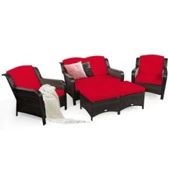 Tangkula 5 PCS Patio Rattan Sectional Sofa Set Outdoor Furniture Conversation Set Cushioned Loveseat Sofa Ottoman 18 Tangkula 5 PCS Patio Rattan Sectional Sofa Set Outdoor Furniture Conversation Set Cushioned Loveseat Sofa Ottoman -Tangkula GUEST 42588680 515a 4477 81b6 d3ed2ee265eb
