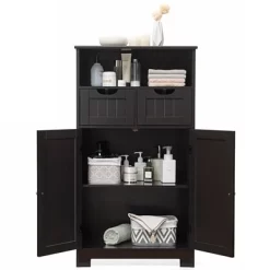 Tangkula Wooden Floor Storage Cabinet For Livingroom Bathroom Office W/Open Shelf, 2 Doors And 2 Drawers 18 Tangkula Wooden Floor Storage Cabinet For Livingroom Bathroom Office W/Open Shelf, 2 Doors And 2 Drawers -Tangkula GUEST 42b7e659 f0d5 452e ab1b 0606732040ae