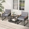 Tangkula 3 PCS Patio Furniture Set PE Rattan Wicker Chairs W/ 2 Tier Coffee Table Soft Back -Tangkula GUEST 42ba8851 2890 47bc 8a4e 6cdcf5b9fb78