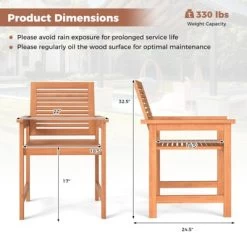 Tangkula Patio Chairs Set Of 2 Outdoor Wooden Dining Chairs W/ Inclined Backrests -Tangkula GUEST 42d57fc9 5712 4483 977c db11f77c8148