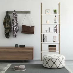 Tangkula 2PCS 5-Tier Ladder Shelf Wood Wall Mounted Display Bookshelf Metal Frame -Tangkula GUEST 43038130 25c0 4c03 aba2 8f173b363bb2