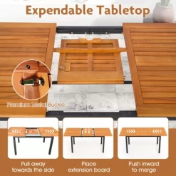 Tangkula 7-Piece Patio Furniture Set Outdoor Dining Chair Set For 6 W/ Acacia Wood & Metal Frame -Tangkula GUEST 4351ccc8 9a08 48b1 9b61 5e0449ea39a5