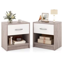 Tangkula 2 PCS Nightstand W/ Drawer Side Table W/ Slide-out Drawer Open Storage Shelf 27 Tangkula 2 PCS Nightstand W/ Drawer Side Table W/ Slide-out Drawer Open Storage Shelf -Tangkula GUEST 43dbeb1e 42d2 48ab a1ac 52e82d7fcb79