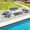 Tangkula 4PCS Patio Furniture Set Outdoor Conversation Set Metal Frame W/ Navy Cushions 2 Tangkula 4PCS Patio Furniture Set Outdoor Conversation Set Metal Frame W/ Navy Cushions -Tangkula GUEST 440a5f8f d3e4 424c 958a 5041145713a9