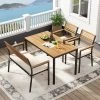 Tangkula Set Of 4 Patio Furniture Set Outdoor Dining Chair Set For 4 W/Acacia Wood & Metal Frame Umbrella Hole 1 Table 2 Armchairs 1 Bench 1 Tangkula Set Of 4 Patio Furniture Set Outdoor Dining Chair Set For 4 W/Acacia Wood & Metal Frame Umbrella Hole 1 Table 2 Armchairs 1 Bench -Tangkula GUEST 445dce53 e852 411c 8402 4b938bc6c068