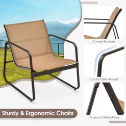 Tangkula 3PCS Conversation Set Outdoor Metal Chair & Table Tempered Glass Top Patio -Tangkula GUEST 448882e8 068f 448b 9d38 9793168b1510