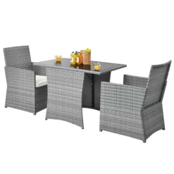 Tangkula 3PCS Patio Rattan Furniture Set Outdoor Wicker Table & Chair Set W/Cushions White/Red/Gray/Turquoise/Navy 12 Tangkula 3PCS Patio Rattan Furniture Set Outdoor Wicker Table & Chair Set W/Cushions White/Red/Gray/Turquoise/Navy -Tangkula GUEST 44d8d37b 2b82 4f2a 8e6c 4c153864f4a7