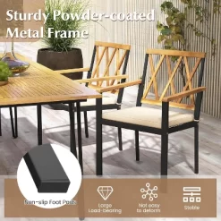 Tangkula Patio Dining Chairs Set Of 4 Metal Outdoor Chairs W/ Removable Padded Cushions -Tangkula GUEST 44ecdcf4 ecf0 4e32 9635 f799a0307871