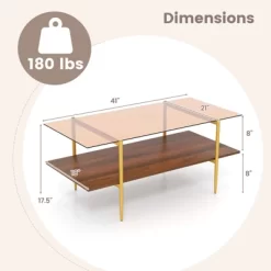 Tangkula 2-Tier Glass Coffee Table W/ Tampered Glass Tabletop & Open Storage Shelf 18 Tangkula 2-Tier Glass Coffee Table W/ Tampered Glass Tabletop & Open Storage Shelf -Tangkula GUEST 44f27936 e357 4979 a8ef 54b72eb74d5a