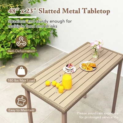 Tangkula 3 Pieces Patio Bar Table Set Outdoor Bar Height Table & 2 Armless Chairs 8 Tangkula 3 Pieces Patio Bar Table Set Outdoor Bar Height Table & 2 Armless Chairs - Image 6