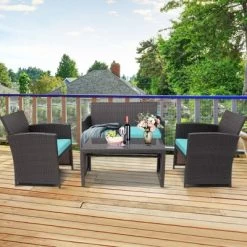 Tangkula 8PCS Outdoor Patio Furniture Sets Weather-Resistant Rattan Sofas W/ Soft Cushion Turquoise 11 Tangkula 8PCS Outdoor Patio Furniture Sets Weather-Resistant Rattan Sofas W/ Soft Cushion Turquoise -Tangkula GUEST 451e5f83 6592 4e3b 91de 4fb652b6fbd9