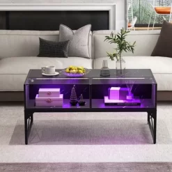 Tangkula High-gloss LED Coffee Table W/ Faux Marble & Tempered Glass Top 4 Storage Cubes 15 Tangkula High-gloss LED Coffee Table W/ Faux Marble & Tempered Glass Top 4 Storage Cubes -Tangkula GUEST 45752a6e 953e 4c3b b7bb abfb6282e3d4