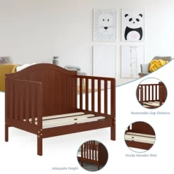 Tangkula 2-in-1 Convertible Toddler Bed Kids Wooden Bedroom Furniture W/ Guardrails 17 Tangkula 2-in-1 Convertible Toddler Bed Kids Wooden Bedroom Furniture W/ Guardrails -Tangkula GUEST 45b0fc69 813d 40d6 8093 6077da97c2a7