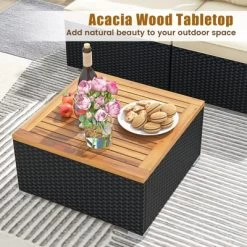Tangkula 5 Pieces Outdoor Patio Furniture Set Sectional PE Rattan Sofa Set With Cushions And Acacia Wood Coffee Table 15 Tangkula 5 Pieces Outdoor Patio Furniture Set Sectional PE Rattan Sofa Set With Cushions And Acacia Wood Coffee Table -Tangkula GUEST 45e3d47c eb8c 4a78 920d 1a04932c3ab4